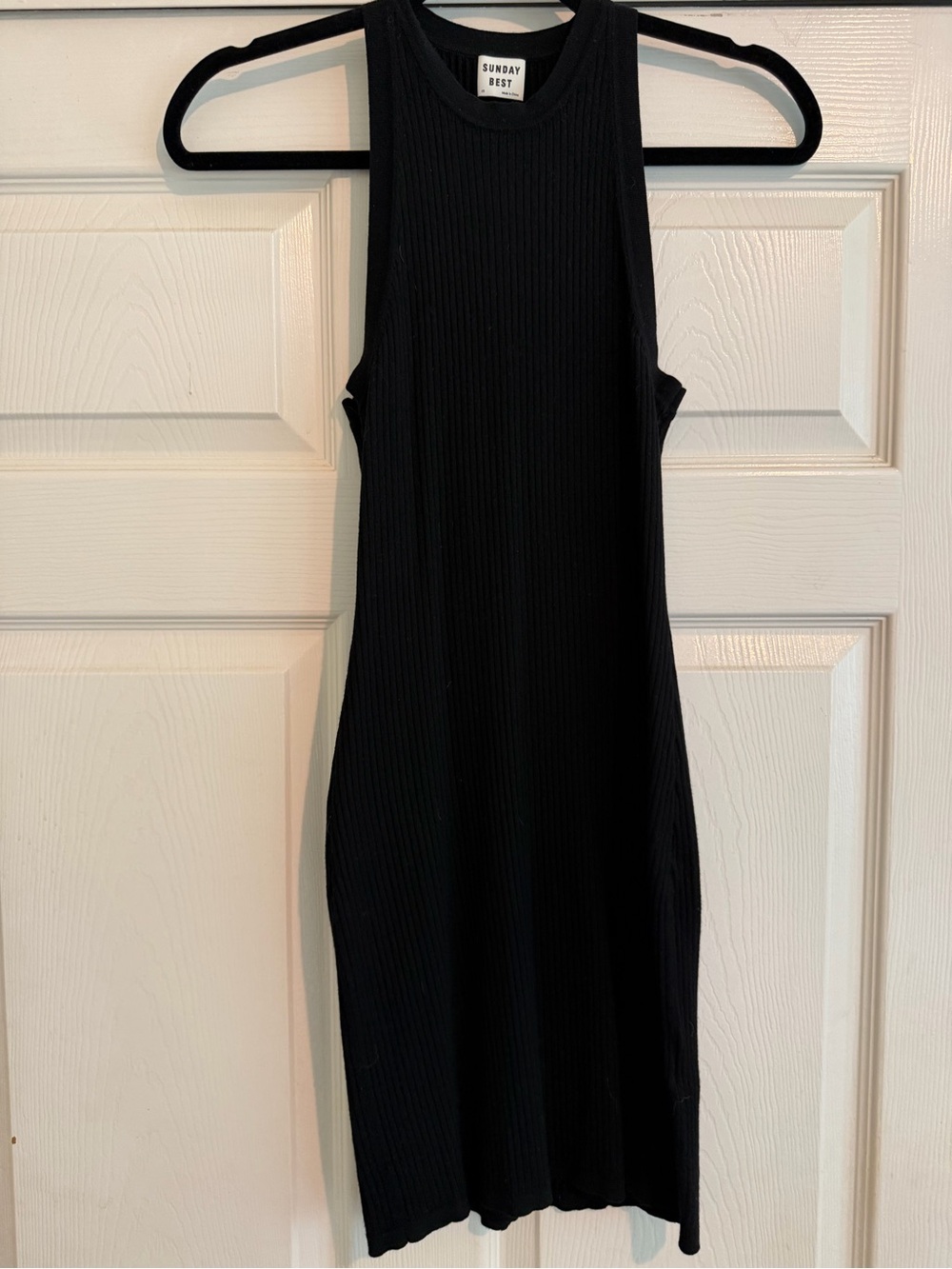 Sunday Best Black Ribbed Sleeveless Midi Dress
